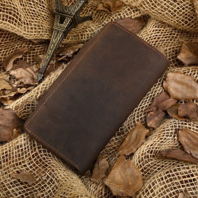 Коричневий чоловічий гаманець вертикального типу з вінтажній шкіри Vintage (14443)