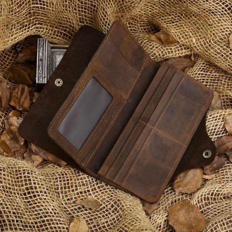 Коричневый мужской кошелек вертикального типа из винтажной кожи Vintage (14443)