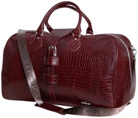 Коричневая дорожная сумка из натуральной кожи кроко Vip Collection 102682