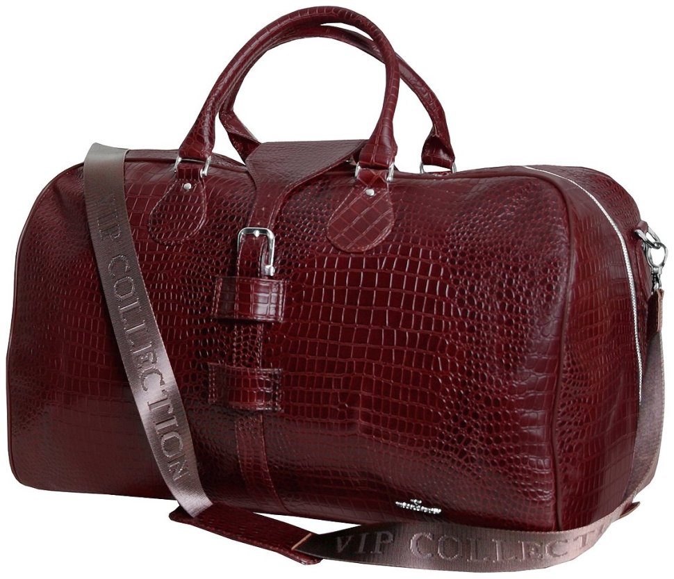 Коричневая дорожная сумка из натуральной кожи кроко Vip Collection 102682 фото №1 Коричневая дорожная сумка из натуральной кожи кроко Vip Collection 102682 modnotak фото №1
