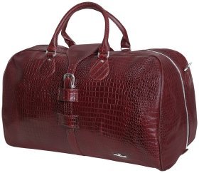 Коричневая дорожная сумка из натуральной кожи кроко Vip Collection 102682