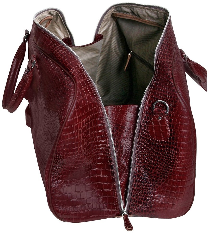 Коричневая дорожная сумка из натуральной кожи кроко Vip Collection 102682 фото №6 Коричневая дорожная сумка из натуральной кожи кроко Vip Collection 102682 modnotak фото №6