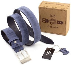 Ремень из винтажной кожи цвета индиго Grande Pelle (31250)