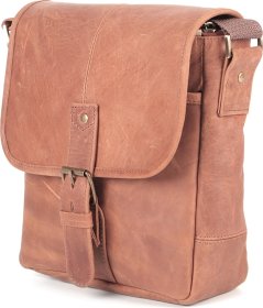 Чоловіча світло-коричнева сумка з натуральної шкіри з ефектом під вінтаж SHVIGEL (00883)