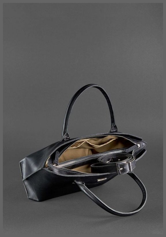 Чорна сумка горизонтального типу з гладкої шкіри BlankNote Midi (12706)