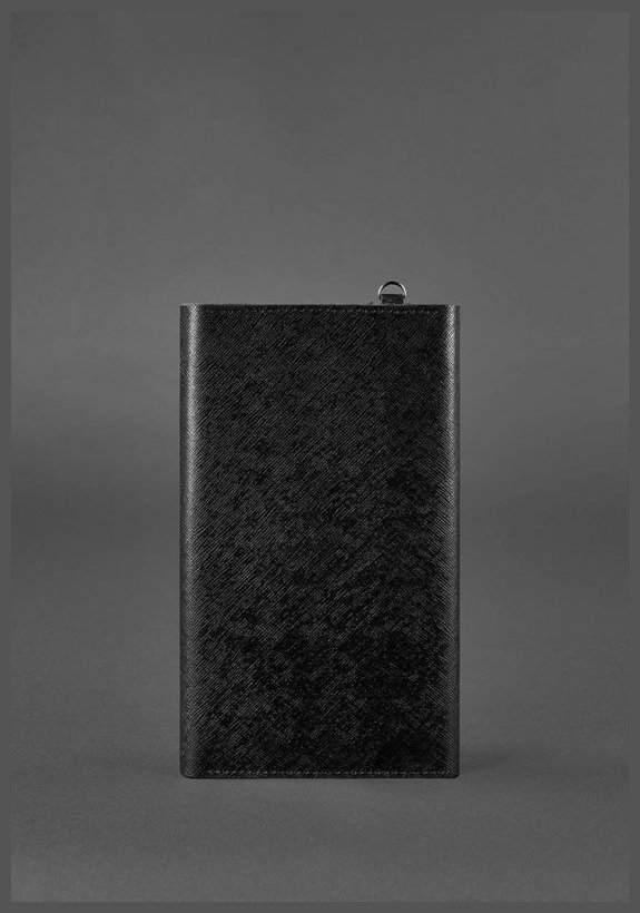 Черный клатч-органайзер из фактурной кожи с фиксацией BlankNote Blackwood (12934)
