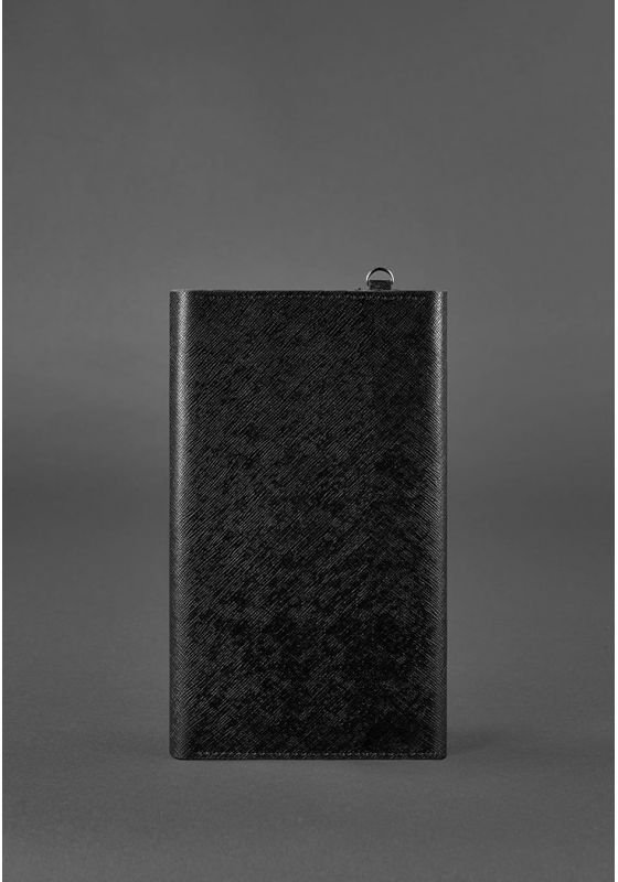 Чорний клатч-органайзер з фактурної шкіри з фіксацією BlankNote Blackwood (12934)