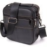 Миниатюрная мужская сумка-барсетка из черной кожи на два отделения Vintage (20395) - 3