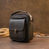 Миниатюрная мужская сумка-барсетка из черной кожи на два отделения Vintage (20395) - 6