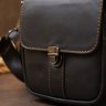 Миниатюрная мужская сумка-барсетка из черной кожи на два отделения Vintage (20395) - 8