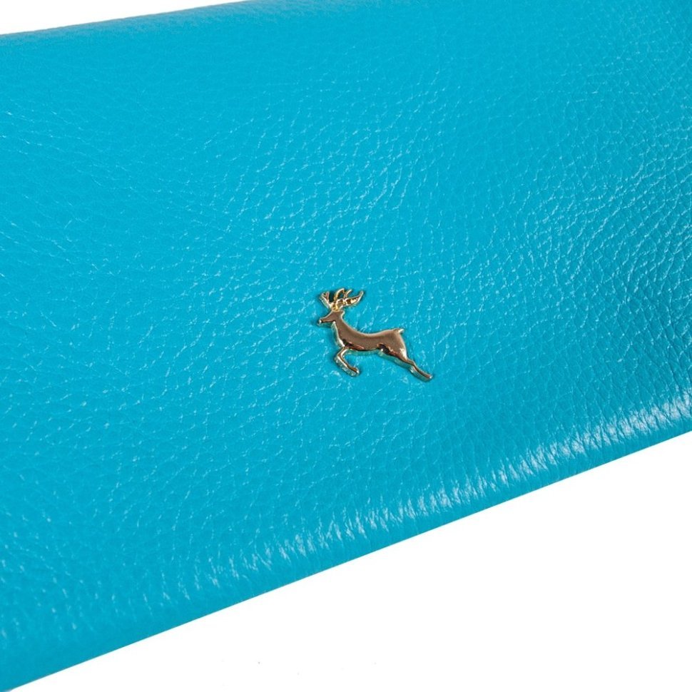 Качественный женский кошелек из натуральной зернистой кожи с RFID-защитой Ashwood J56 94182 голубого цвета modnotak фото №7