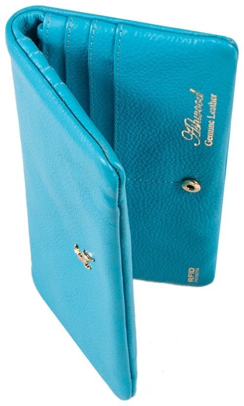 Качественный женский кошелек из натуральной зернистой кожи с RFID-защитой Ashwood J56 94182 голубого цвета modnotak фото №8