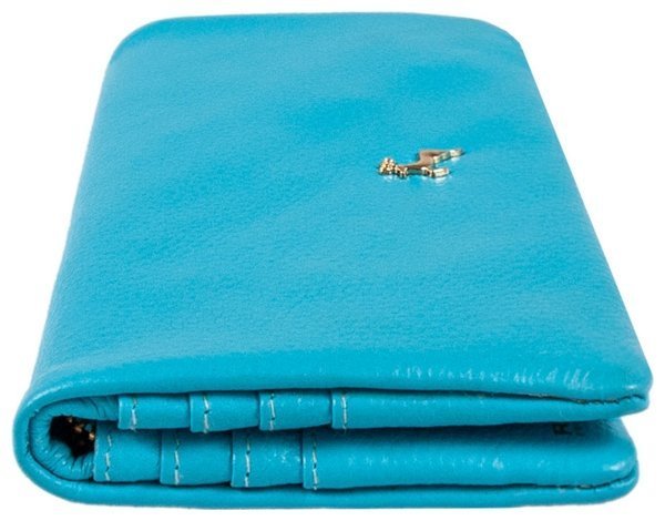 Качественный женский кошелек из натуральной зернистой кожи с RFID-защитой Ashwood J56 94182 голубого цвета modnotak фото №9