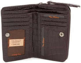 Вертикальний гаманець коричневого кольору з натуральної шкіри під рептилію Tony Bellucci (10803)