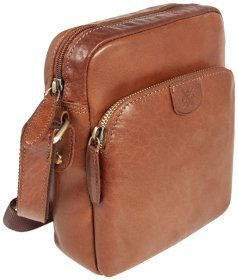 Мужская сумка планшет из гладкой кожи через плече Ashwood T79 коричневого цвета 94382