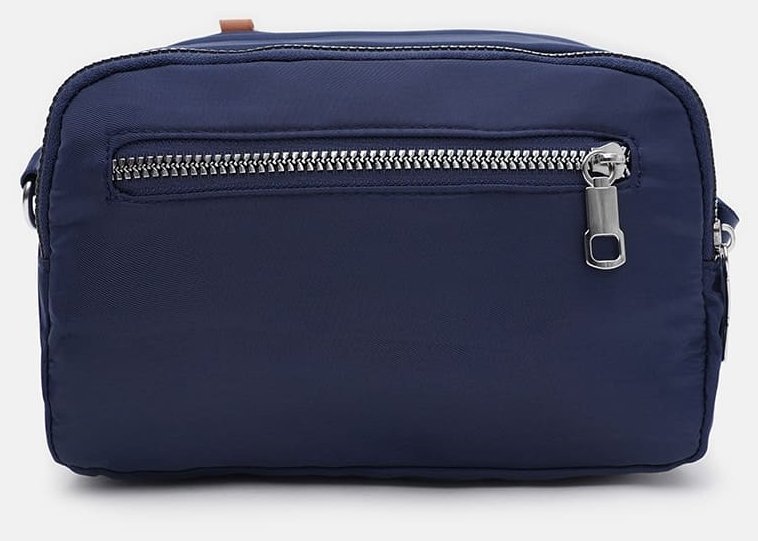 Женская сумка через плечо из прочного текстиля с акцентной рыжей вставкой Monsen 104482 синяя modnotak фото №3