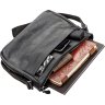Практичная мужская сумка-мессенджер из натуральной черной кожи среднего размера SHVIGEL (00797) - 3