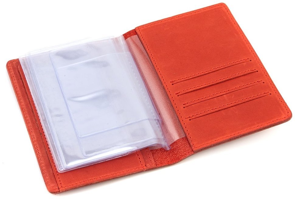 Обложка для автодокументов из винтажной кожи Leather Collection 94582 красного цвета modnotak фото №4