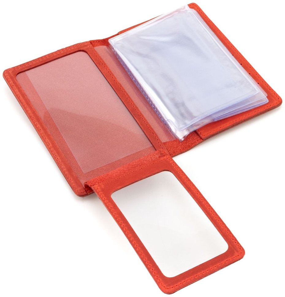 Обложка для автодокументов из винтажной кожи Leather Collection 94582 красного цвета modnotak фото №6