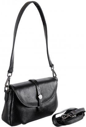 Чорна наплічна жіноча сумка маленького розміру з зернистою шкіри Desisan (19166) - 2