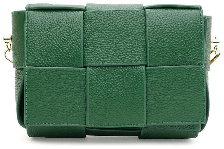 Стильная женская сумка из натуральной кожи Borsa Leather 94682 зелёного цвета modnotak фото №1