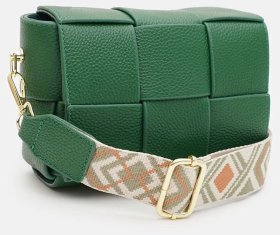 Стильна жіноча сумка з натуральної шкіри Borsa Leather 94682 зеленого кольору