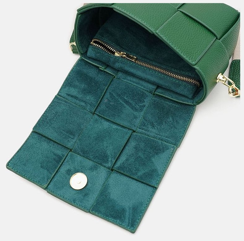 Стильная женская сумка из натуральной кожи Borsa Leather 94682 зелёного цвета modnotak фото №5