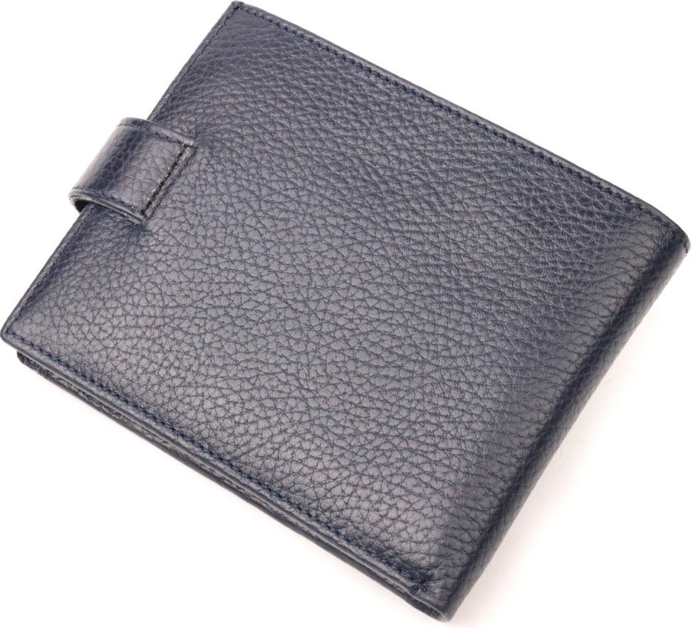 Синій чоловічий гаманець із натуральної шкіри зі знімним блоком під картки та документи KARYA (2421068)