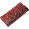 Оригінальний жіночий горизонтальний гаманець із натуральної шкіри з тисненням під крокодила KARYA (2421168) - 1