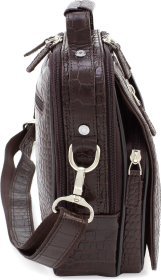 Кожаная мужская барсетка вертикального типа в коричневом цвете KARYA (21017)