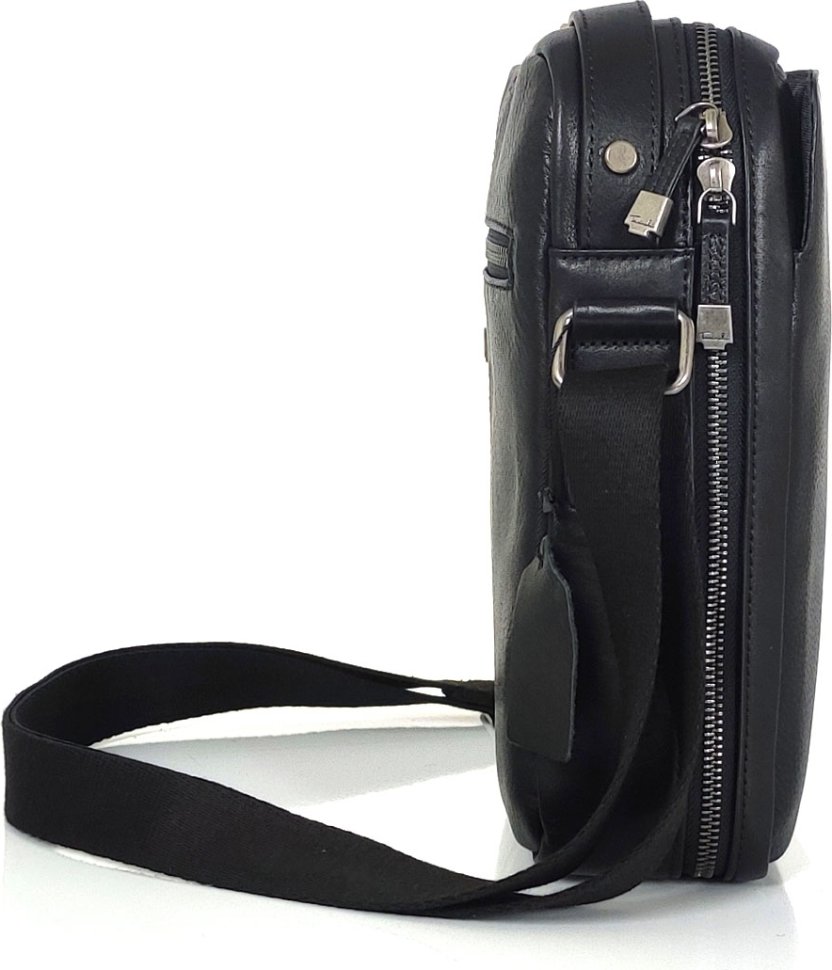 Мужская сумка-барсетка через плечо из качественной черной кожи Tavinchi (21210)