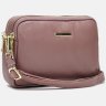 Женская кожаная сумка-кроссбоди бежевого цвета на две молнии Borsa Leather (21266) - 2