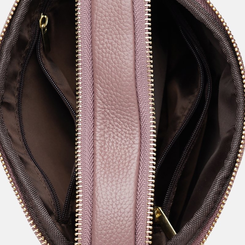 Жіноча шкіряна сумка-кроссбоді бежевого кольору на дві блискавки Borsa Leather (21266)