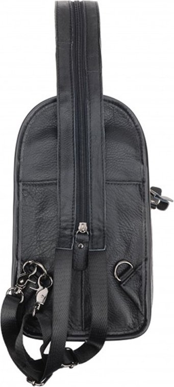 Мужской кожаный повседневный рюкзак-слинг через плечо в черном цвете Borsa Leather (21422)