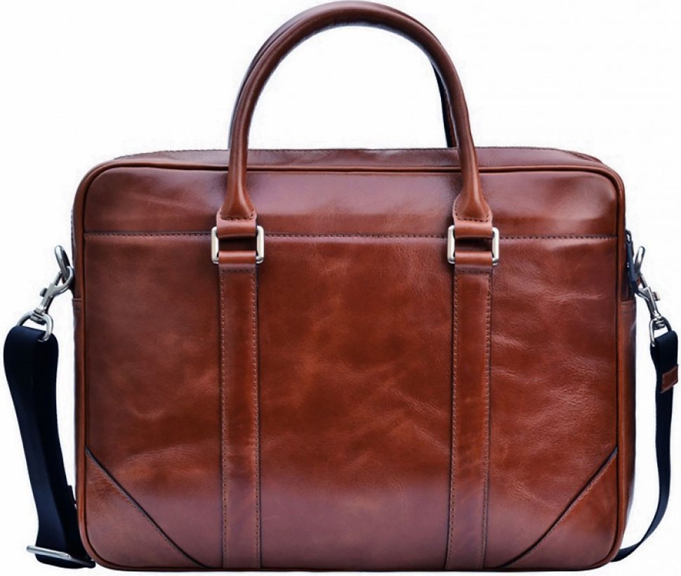 Ділова чоловіча сумка для ноутбука в коричневому кольорі з ручками Issa Hara (21193)