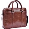 Ділова чоловіча сумка для ноутбука в коричневому кольорі з ручками Issa Hara (21193) - 3