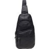 Середня чоловіча сумка-рюкзак із натуральної чорної шкіри Keizer (57182) - 2