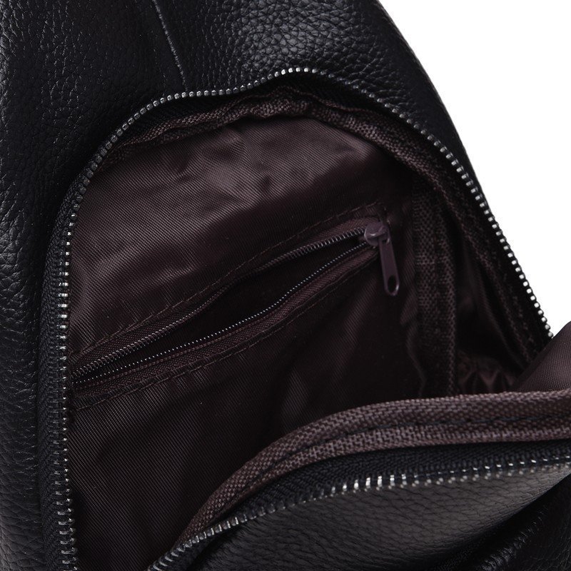 Середня чоловіча сумка-рюкзак із натуральної чорної шкіри Keizer (57182)