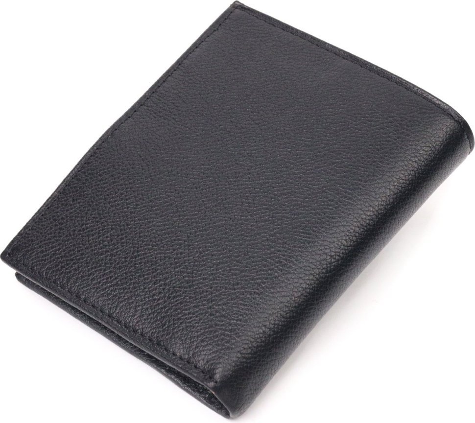 Небольшое мужское кожаное портмоне черного цвета с монетницей KARYA (2421384)