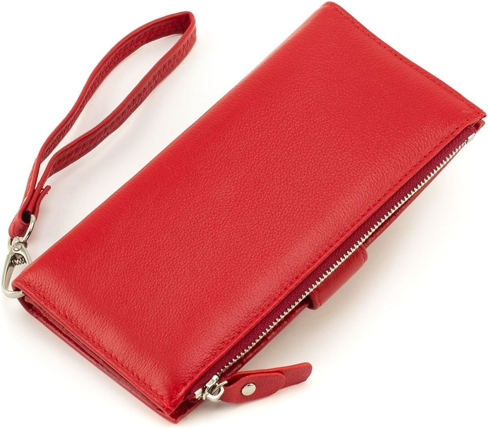 Червоний жіночий купюрник із натуральної шкіри з монетницею ST Leather 1767482