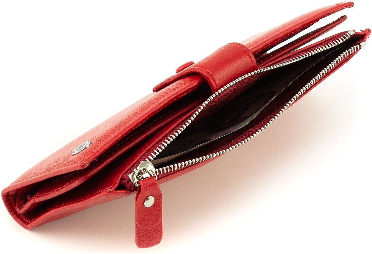 Красный женский купюрник из натуральной кожи с монетницей ST Leather 1767482