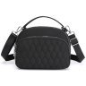 Середня жіноча сумка-кроссбоді із чорного текстилю на дві блискавки Confident 77582 - 1