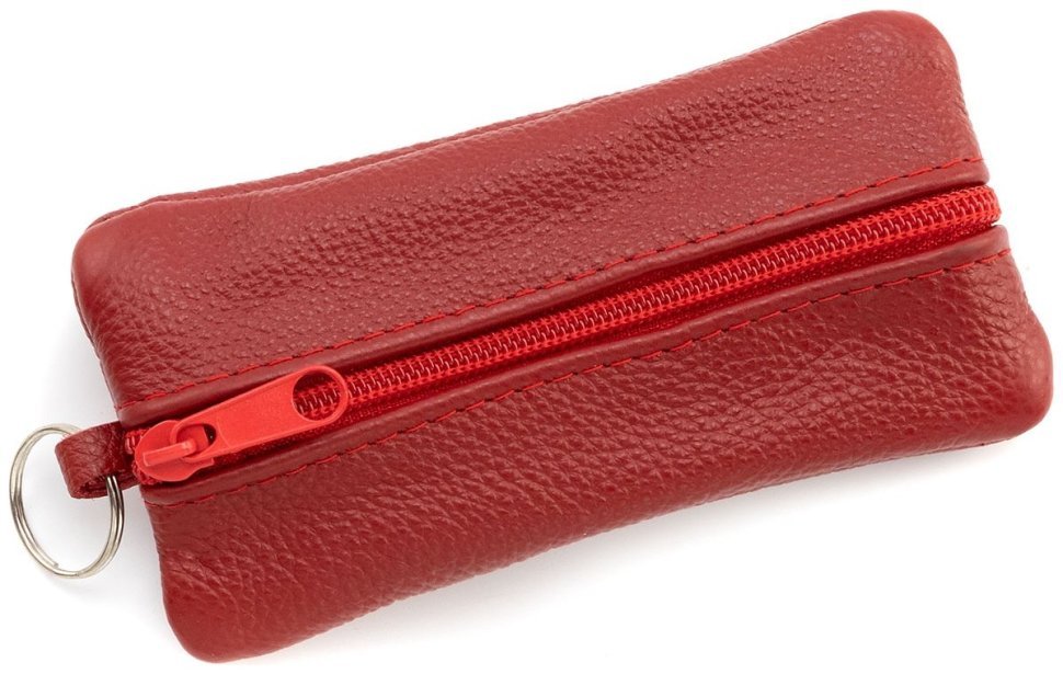 Велика шкіряна ключниця з двома відділеннями червоного кольору Leather Collection 97782 modnotak фото №1
