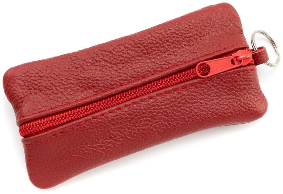 Велика шкіряна ключниця з двома відділеннями червоного кольору Leather Collection 97782 modnotak фото №4