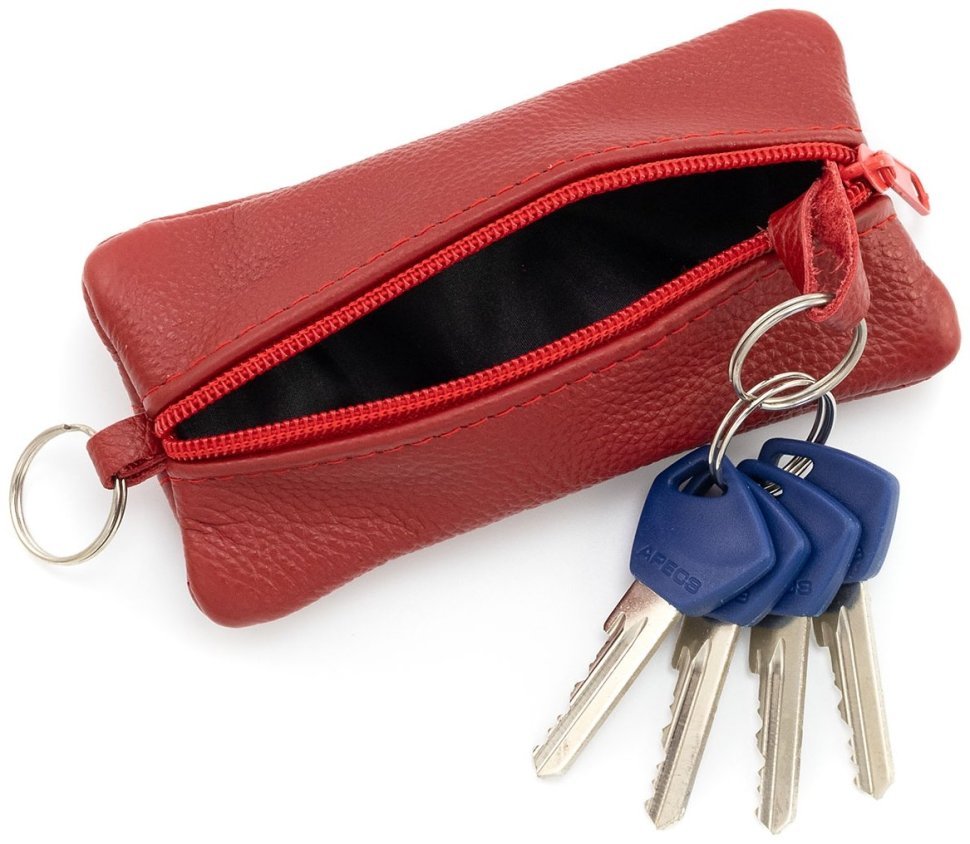 Велика шкіряна ключниця з двома відділеннями червоного кольору Leather Collection 97782 modnotak фото №2