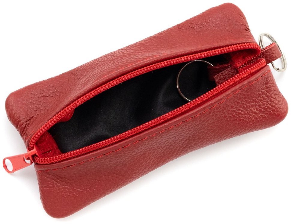 Велика шкіряна ключниця з двома відділеннями червоного кольору Leather Collection 97782 modnotak фото №6