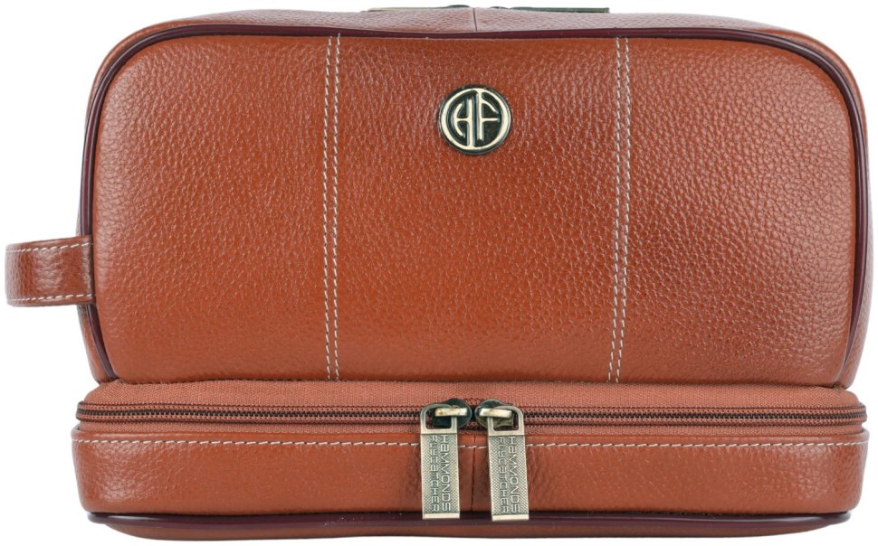 Вместительный несессер из натуральной фактурной кожи коричневого цвета Hammonds Flycatcher TC4003 Tan 107982 modnotak фото №1
