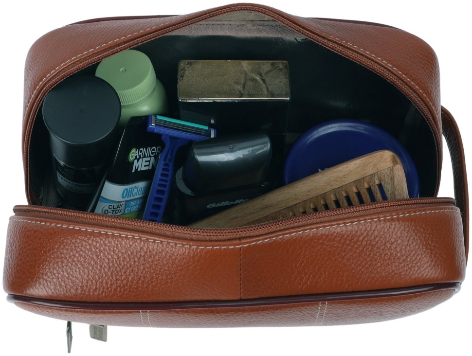 Вместительный несессер из натуральной фактурной кожи коричневого цвета Hammonds Flycatcher TC4003 Tan 107982 modnotak фото №4