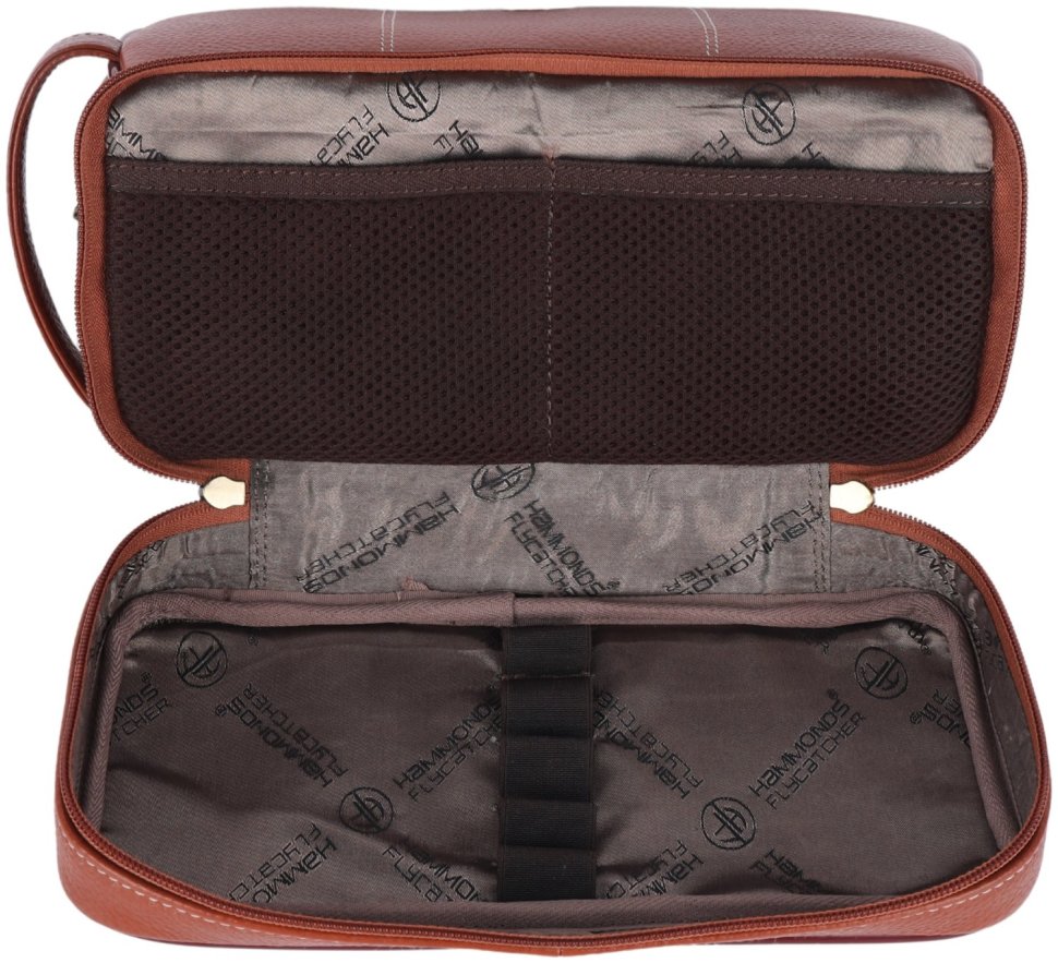 Вместительный несессер из натуральной фактурной кожи коричневого цвета Hammonds Flycatcher TC4003 Tan 107982 modnotak фото №5