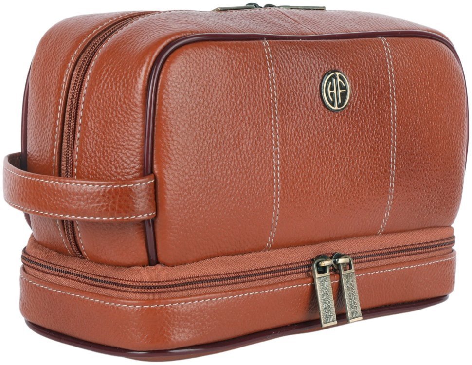 Вместительный несессер из натуральной фактурной кожи коричневого цвета Hammonds Flycatcher TC4003 Tan 107982 modnotak фото №8